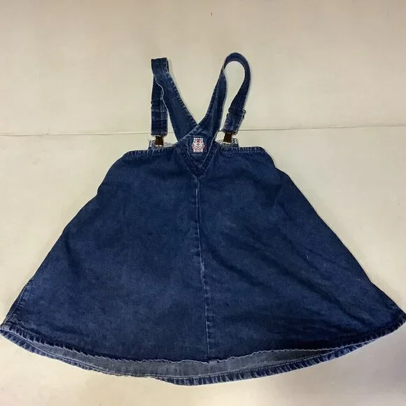 Vintage Oshkosh Denim Jean Jumper Dress Nautical Royal Marine Size 5 - Picture 7 of 11